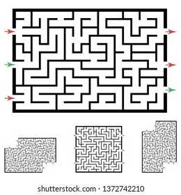 Set of labyrinths, mazes conundrums for kids. Baby puzzles with entry and exit. Children riddle games.