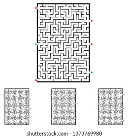 Set of labyrinths, mazes conundrums for kids. Baby puzzles with entry and exit. Children riddle games.