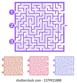 Set of labyrinths, mazes conundrums for kids. Baby puzzles with entry and exit. Children riddle games.