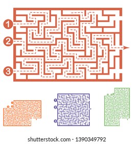 Set of labyrinths, mazes conundrums for kids. Baby puzzles with entry and exit. Children riddle games.