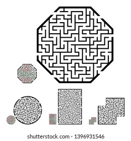 Set of labyrinths, mazes conundrums for kids. Baby puzzles with entry and exit. Children riddle games.