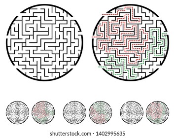 Set of labyrinths, mazes conundrums for kids. Baby puzzles with entry and exit. Children riddle games.