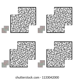 Set of labyrinths with places for your images, mazes conundrums for kids. Baby puzzles with entry and exit. Children riddle games.