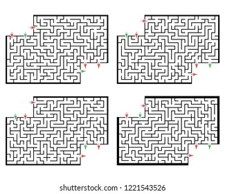 Set of labyrinths with places for your images, mazes conundrums for kids. Baby puzzles with entry and exit. Children riddle games.