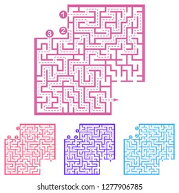 Set of labyrinths with places for your images, mazes conundrums for kids. Baby puzzles with entry and exit. Children riddle games.