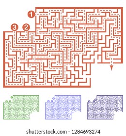 Set of labyrinths with places for your images, mazes conundrums for kids. Baby puzzles with entry and exit. Children riddle games.