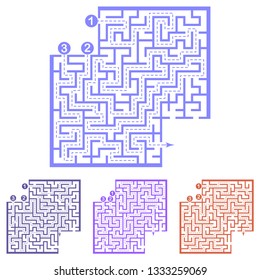Set of labyrinths with places for your images, mazes conundrums for kids. Baby puzzles with entry and exit. Children riddle games.