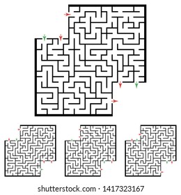 Set of labyrinths with places for your images, mazes conundrums for kids. Baby puzzles with entry and exit. Children riddle games.