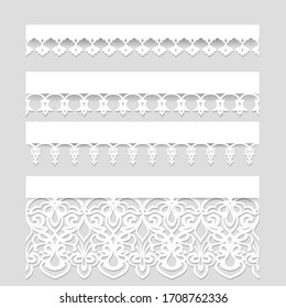 Set of lace borders with shadows