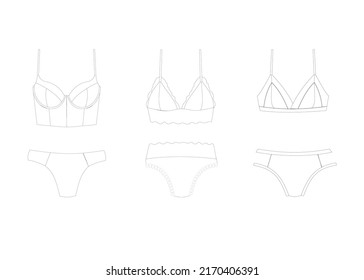 Set of lace bra and panties
Vector illustration
Underwear set
Lingerie
