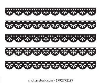 Set of Lace Fabric Borders, Vintage Ornaments, Vector Design