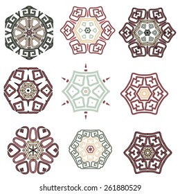 set of Lace  floral colorful ethnic ornament  pattern flower
