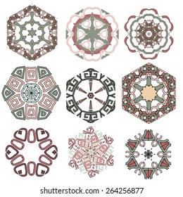 set of Lace  floral colorful ethnic ornament  pattern flower