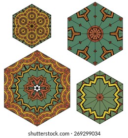 set of Lace  floral colorful ethnic ornament  pattern flower