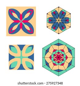 set of Lace  floral colorful ethnic ornament  pattern flower