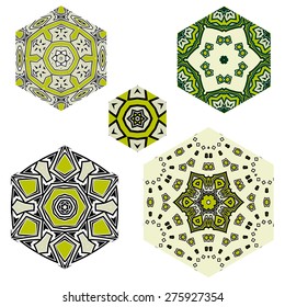 set of Lace  floral colorful ethnic ornament  pattern flower