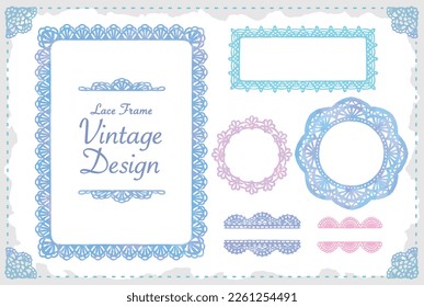 Conjunto de marcos de encaje y adornos decorativos. Acuarela. Ilustración vectorial.