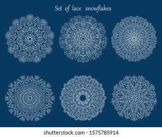 Set of lace mandala  snowflakes