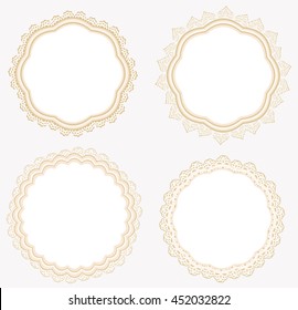 Set of lace napkins. Backgrounds with delicate edging in vintage style. Elements for labels, cards, greetings. 