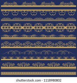 Set of Lace Paper with floral and decorative elements over blue background, vector