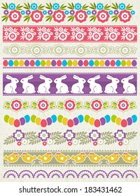 Set of Lace Paper with flower an easter eggs, vector illustration