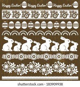 Set of Lace Paper with flower and easter eggs, vector illustration