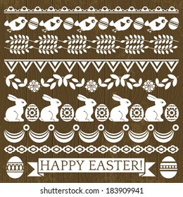 Set of Lace Paper with flower and easter eggs, vector