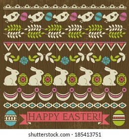 Set of Lace Paper with flower and easter eggs, vector