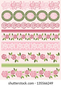 Set of Lace Paper with roses, vector