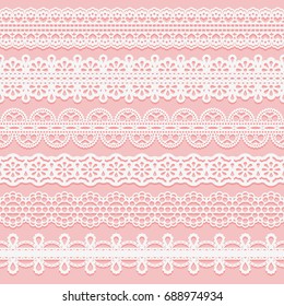 Set lace patterned ribbons. Seamless pattern for design of invitations, cards, etc. Vector illustration