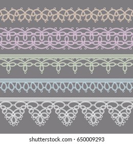Set of Lace Ribbons for design and scrapbook. Vector