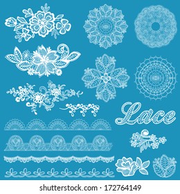 Set of lace, ribbons, flowers - for design and scrapbook - in vector