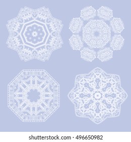 Set of lace round patterns. Mandalas. Vector art