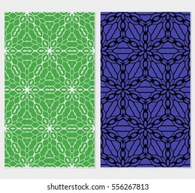 set of Lace seamless pattern. floral ornament. Creative Vector illustration. green, blue color. for design invitation, background, wallpaper
