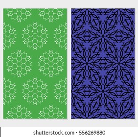 set of Lace seamless pattern. floral ornament. Creative Vector illustration. green, blue color. for design invitation, background, wallpaper
