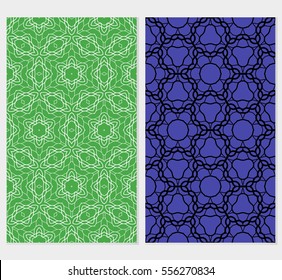 set of Lace seamless pattern. floral ornament. Creative Vector illustration. green, blue color. for design invitation, background, wallpaper