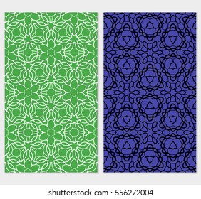 set of Lace seamless pattern. floral ornament. Creative Vector illustration. green, blue color. for design invitation, background, wallpaper