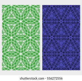 set of Lace seamless pattern. floral ornament. Creative Vector illustration. green, blue color. for design invitation, background, wallpaper