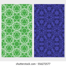 set of Lace seamless pattern. floral ornament. Creative Vector illustration. green, blue color. for design invitation, background, wallpaper