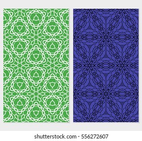 set of Lace seamless pattern. floral ornament. Creative Vector illustration. green, blue color. for design invitation, background, wallpaper