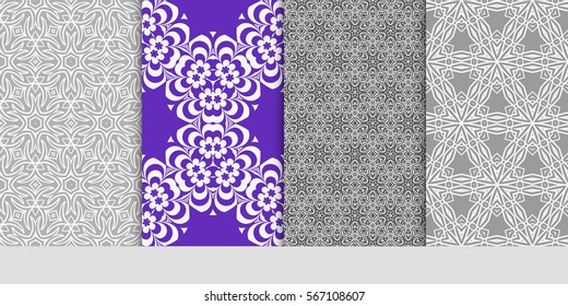 set of Lace seamless pattern with floral ornament. Creative Vector illustration. for design invitation, background, wallpaper
