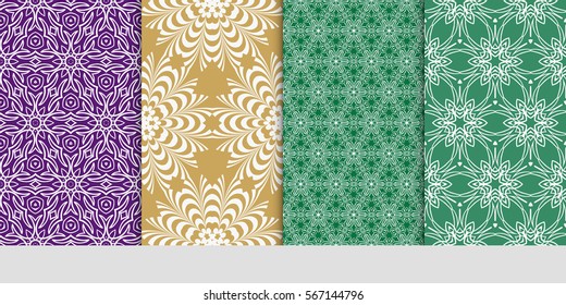 set of Lace seamless pattern with floral ornament. Creative Vector illustration. for design invitation, background, wallpaper