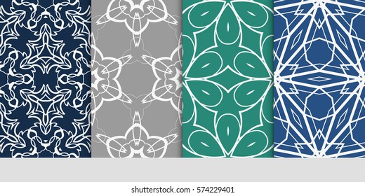 set of Lace seamless pattern. floral ornament. Creative Vector illustration. for design invitation, background, wallpaper