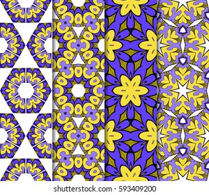set of Lace seamless pattern with floral ornament. Creative Vector illustration.