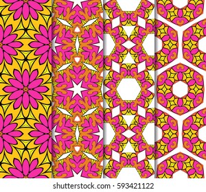 set of Lace seamless pattern with floral ornament. Creative Vector illustration.