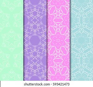 set of Lace seamless pattern with floral ornament. Creative Vector illustration. For the interior design, printing, web and textile design.
