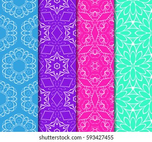 set of Lace seamless pattern with floral ornament. Creative Vector illustration. For the interior design, printing, web and textile design.