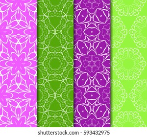 set of Lace seamless pattern with floral ornament. Creative Vector illustration. For the interior design, printing, web and textile design.