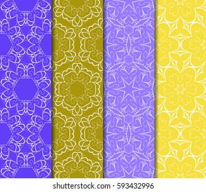 set of Lace seamless pattern with floral ornament. Creative Vector illustration. For the interior design, printing, web and textile design.