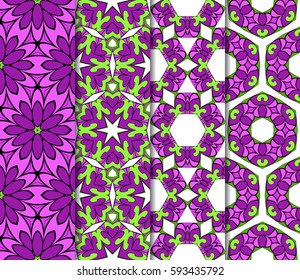 set of Lace seamless pattern with floral ornament. Creative Vector illustration.